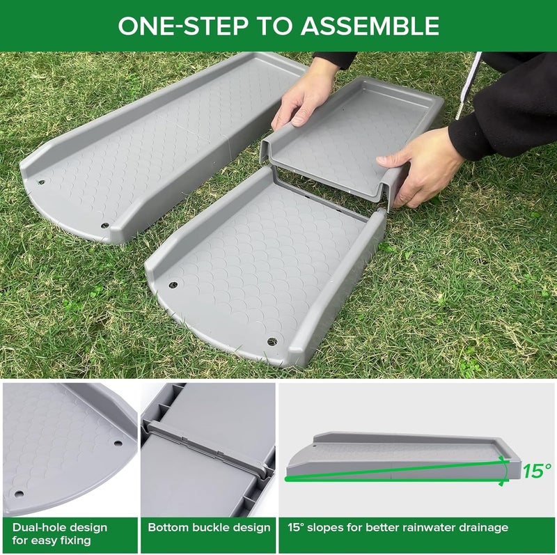 Ogutter Splash Blocks for Gutters Downspouts, 24" Downspout Extensions for Rain Water Drainage, Thickened Gutter Splash Guard with Fixing Piles(1 Pack, Gray) - Image 3